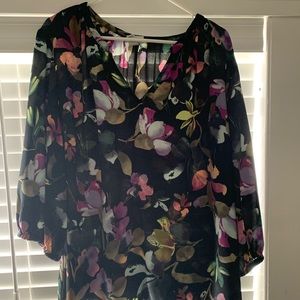 Plus size Ava & Viv watercolor flowers blouse, size 2X, 3/4 sleeves